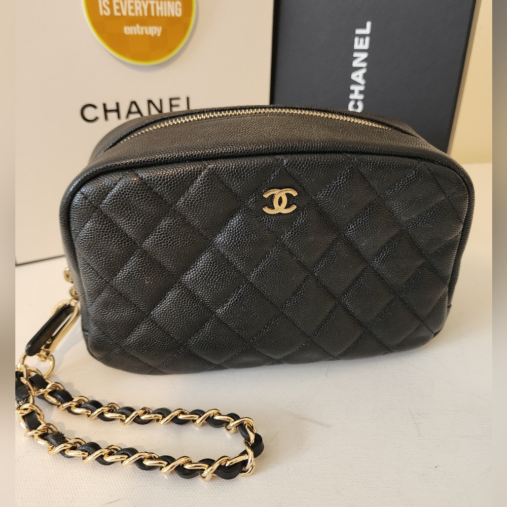 CHANEL Large Matelasse Caviar CC Zip Pouch Clutch Bag ENTRUPY COA - Picture 12 of 15